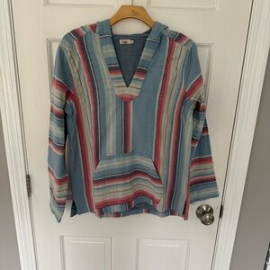 EUC Women’s Faherty Striped Hooded Top Sz S